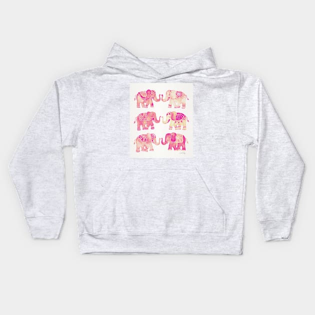 pink elephants Kids Hoodie by CatCoq